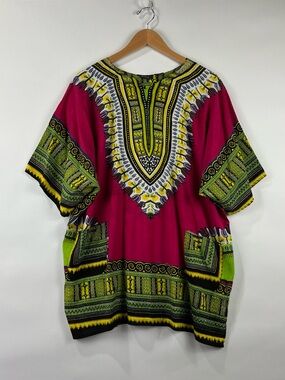 Jackpot 100% Cotton Dashiki Tunic Pockets Made in India Boho One Size